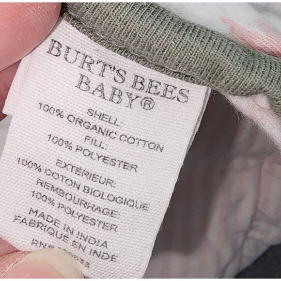 Burt's Bees Organic Cotton Baby Blanket Quilt Floral Striped Lovey Crib Bedding - Picture 4 of 5